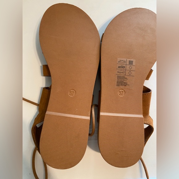Brown Faux Suede Lace up sandals - Picture 2 of 3